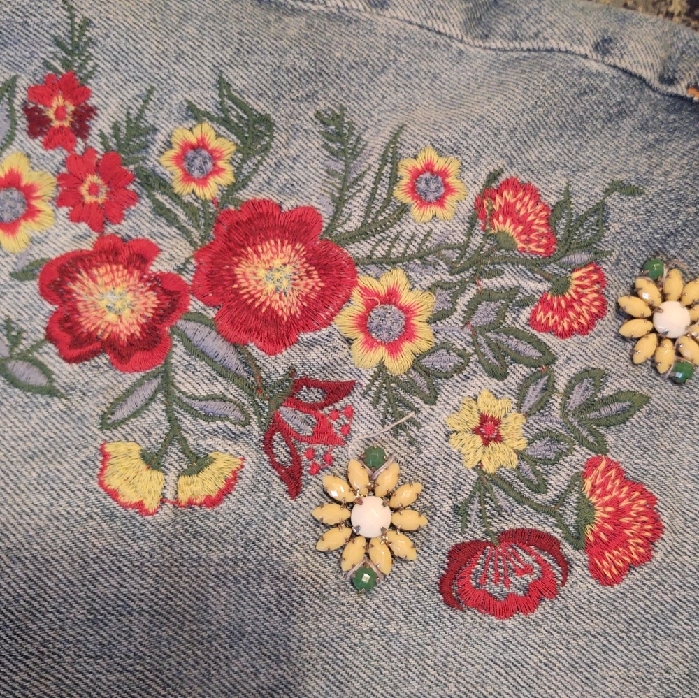 Zara Basic 1975 Denim Embellished Asymmetrical Mi… - image 6